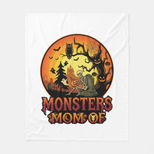 Moeders Monsters Halloween Skelet Pompoen Uil Grie Fleece Deken