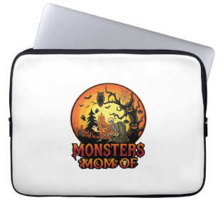 Moeders Monsters Halloween Skelet Pompoen Uil Grie Laptop Sleeve