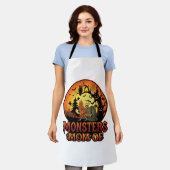 Moeders Monsters Halloween Skelet Pompoen Uil Grie Schort (Gedragen)