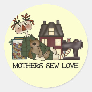 Moeders naaien liefde T shirten en geschenken Ronde Sticker