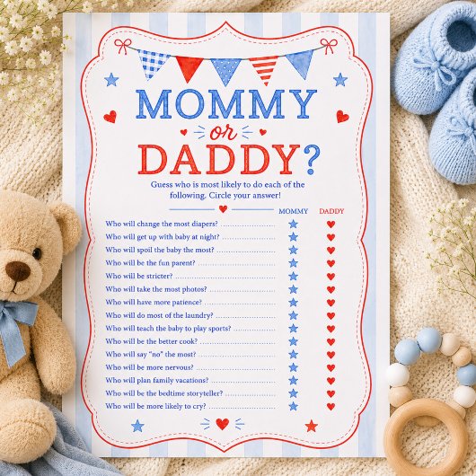 Moeders of vaders baby shower spel kaart