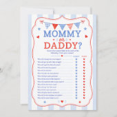 Moeders of vaders baby shower spel kaart (Voorkant)