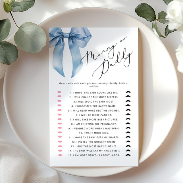 Moeders of vaders blauwe strik raad wie spel (Creator heeft geüpload)