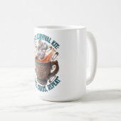 Moeder's Overlevingskit Tee | Koffie Chaos Herhaal Koffiemok (Voorkant rechts)