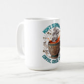 Moeder's Overlevingskit Tee | Koffie Chaos Herhaal Koffiemok (Voorkant links)