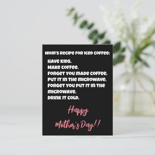 Moeder's Recept Voor IJskoude Koffie Grappige Moed Feestdagenkaart (Staand voorkant)