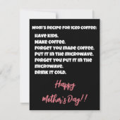 Moeder's Recept Voor IJskoude Koffie Grappige Moed Feestdagenkaart (Voorkant)