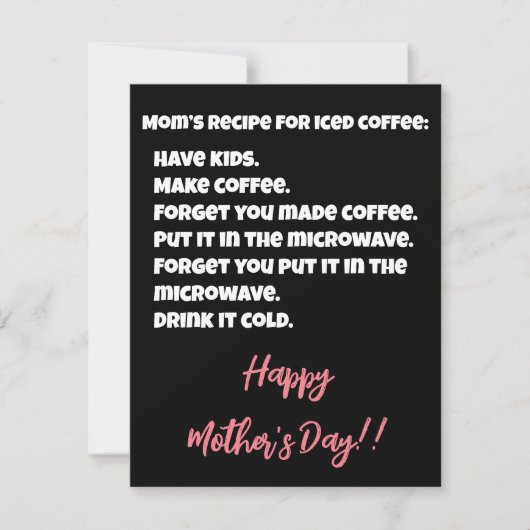 Moeder's Recept Voor IJskoude Koffie Grappige Moed Feestdagenkaart (Voorkant)