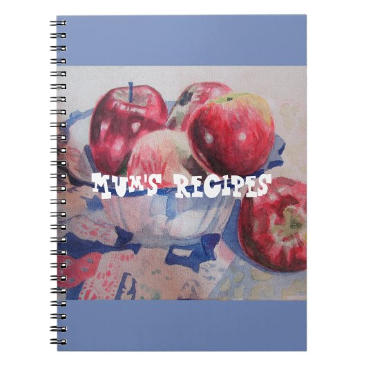 Moeders Recepten Rode Appel Fruit Aquarel Notitieb Notitieboek (Voorkant)