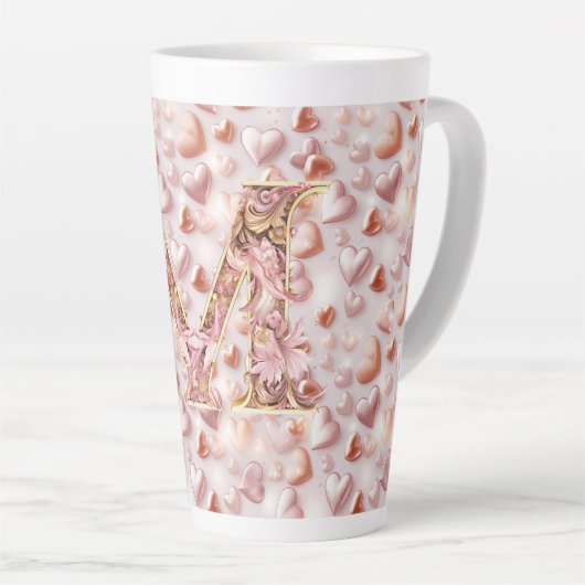 Moeders Roze Gouden Harten Keramische Grote Latte Latte Mok (Rechterhoek)