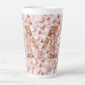 Moeders Roze Gouden Harten Keramische Grote Latte Latte Mok (Voorkant)
