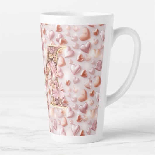 Moeders Roze Gouden Harten Keramische Grote Latte Latte Mok (Rechts)