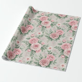 Moeder's Roze Rozen Cadeaupapier (Uitgerold)
