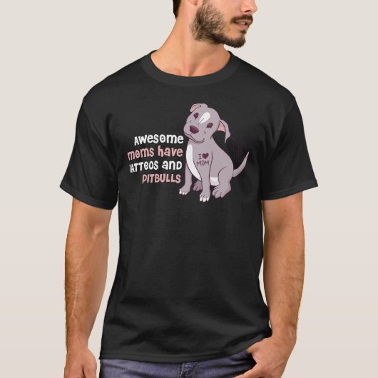 Moeders Tattoos en Pitbulls Grappige Pitbull T-shirt (Voorkant)