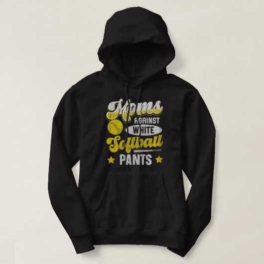 Moeders tegen witte softbalbroek Quote voor een Za Hoodie (Design voorkant)