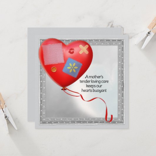 Moeder's TLC Hartballonkaart Kaart (Voorkant / Achterkant in situ)