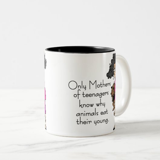 Moeders van tieners tweekleurige koffiemok (Voorkant rechts)