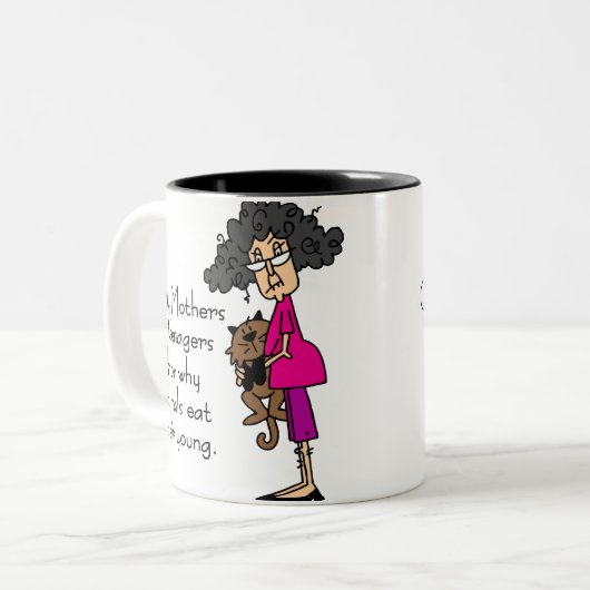 Moeders van tieners tweekleurige koffiemok (Voorkant links)