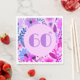 Moeders Verjaardag Roze en Lila Bloemen Feest Servet