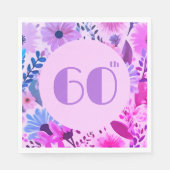 Moeders Verjaardag Roze en Lila Bloemen Feest Servet (Voorkant)