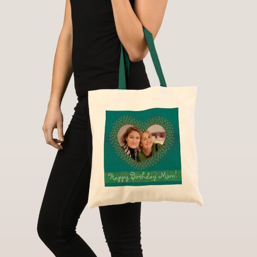 Moeder's verjaardag versierd hart foto lijst tasse tote bag (Voorkant (product))