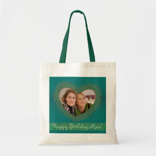 Moeder's verjaardag versierd hart foto lijst tasse tote bag