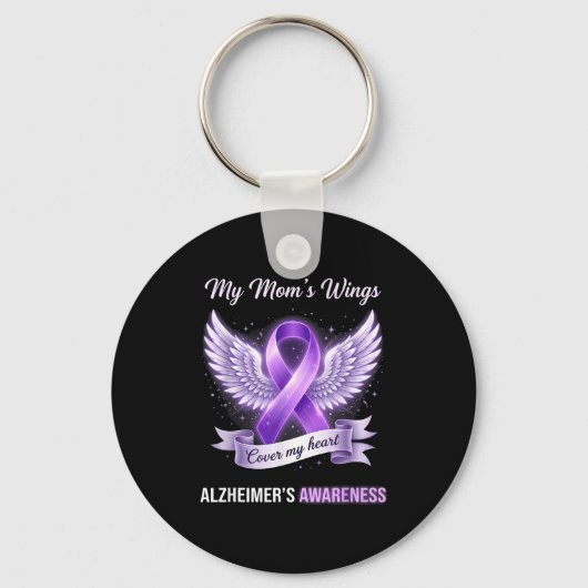 Moeders vleugels bedekken hart moeders alzheimer sleutelhanger (Voorkant)
