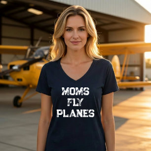 Moeders Vliegen Vliegtuigen Luchtvaart Minimalisti T-shirt