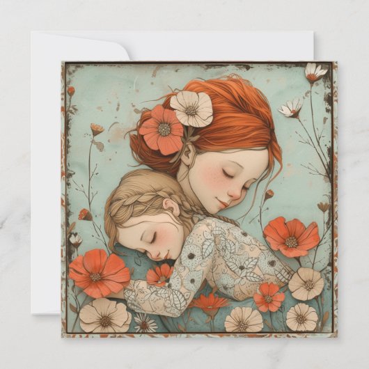 Moeders warmte: liefdevolle noten feestdagenkaart (Voorkant)