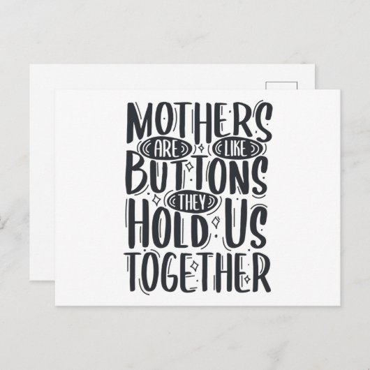 Moeders zijn als Buttonnen die ze ons samen houden Aankondigingskaart (Voorkant / Achterkant)