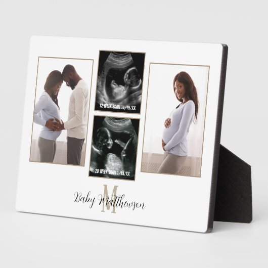 Moederschap 4 foto Collage Monogram Initiaal Fotoplaat (Zijkant)