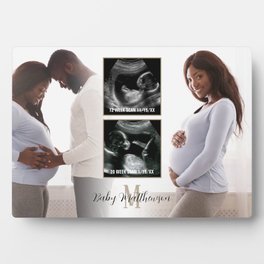 Moederschap 4 foto's Bekledingsmonogram Initiaal Fotoplaat (voorkant)