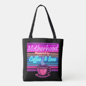Moederschap aangedreven door koffie | Grappige Moe Tote Bag (Achterkant)