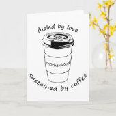 Moederschap (Blank Notecard): Liefde & Koffie Kaart (Gele Bloem)