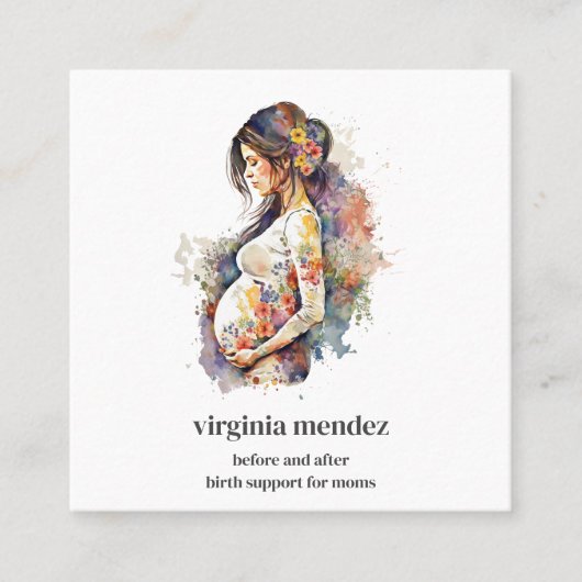 Moederschap Bloom Doula Verloskundige Borstvoeding Vierkante Visitekaartje (Voorkant)