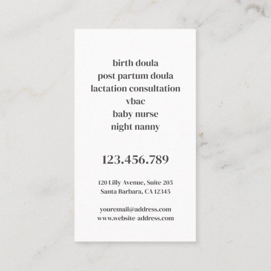 Moederschap Bloom Doula Verloskundige Borstvoeding Visitekaartje (Achterkant)