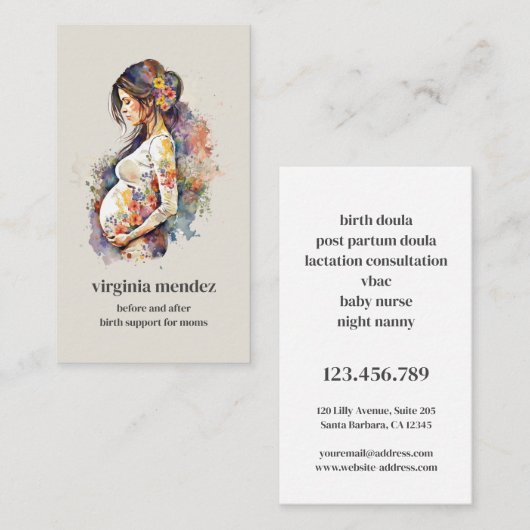 Moederschap Bloom Doula Verloskundige Borstvoeding Visitekaartje (Voorkant / Achterkant)