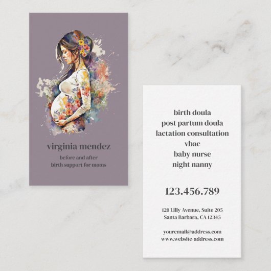 Moederschap Bloom Doula Verloskundige Borstvoeding Visitekaartje (Voorkant / Achterkant)