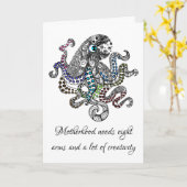 Moederschap heeft acht wapenartsy octopus nodig kaart (Gele Bloem)