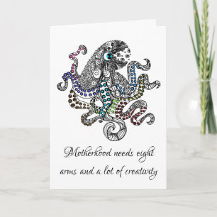 Moederschap heeft acht wapenartsy octopus nodig kaart