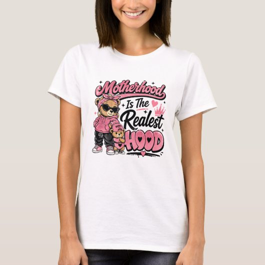 Moederschap is de meest echte hood Moederdag cadea T-shirt (Voorkant)
