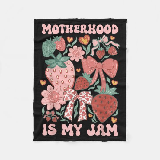 Moederschap is Jam Boho Aardbei Grafisch Moeders Fleece Deken (Voorkant)