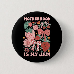 Moederschap is Jam Boho Aardbei Grafisch Moeders Ronde Button 5,7 Cm