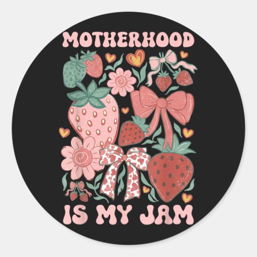 Moederschap is Jam Boho Aardbei Grafisch Moeders Ronde Sticker (Voorkant)