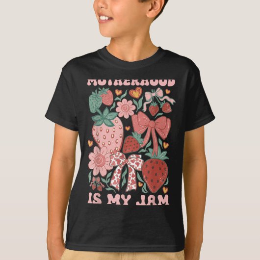 Moederschap is Jam Boho Aardbei Grafisch Moeders T-shirt (Voorkant)