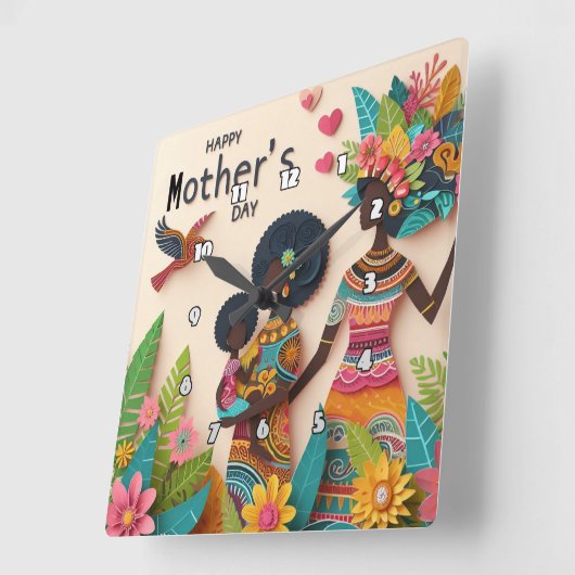 Moederschap: levendig, bloemenfeest, cultureel fee vierkante klok (Hoek)