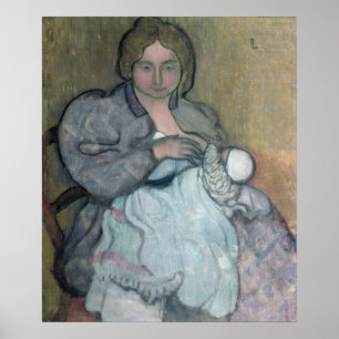 Moederschap met een Witte Dress Poster