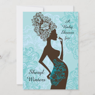 Moederschap Silhouette Blue Baby shower Invitation Kaart