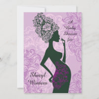 Moederschap Silhouette Pink Baby shower Uitnodigin