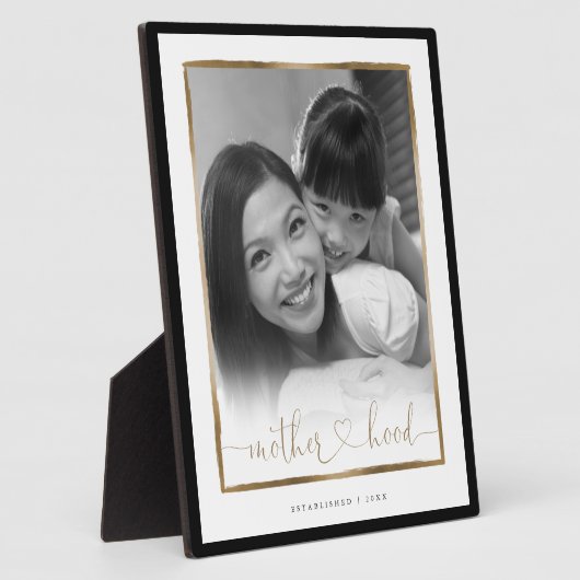 Moederschapstest. Elegant zwart en goud Lijst foto Fotoplaat (Zijkant)